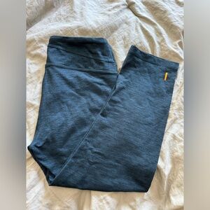 LUCY Hatha Capri Leggings Yoga Pants Dark Teal Blue Space Dye - Small